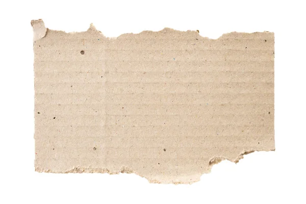 Braune Pappe Papier Stück Isoliert Auf Weißem Hintergrund — Stockfoto
