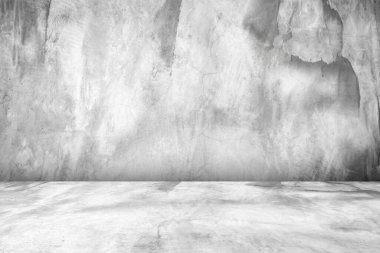 Boş gri beton zemin stüdyo odası arka planı