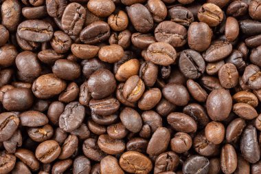 Fresh roasted brown coffee beans background