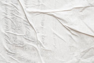 Beyaz boş buruşmuş ve buruşmuş kağıt poster dokusu arka planı
