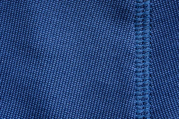 Blauwe Sport Kleding Stof Voetbal Shirt Jersey Textuur Met Steken — Stockfoto