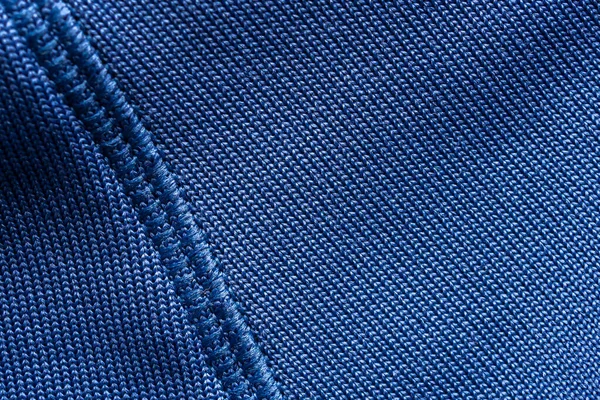Baju Olahraga Biru Kemeja Sepak Bola Tekstur Jersey Dengan Jahitan — Stok Foto