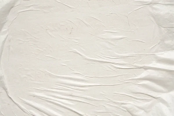 Fehér Üres Gyűrött Gyűrött Papír Poszter Textúra Háttér — Stock Fotó