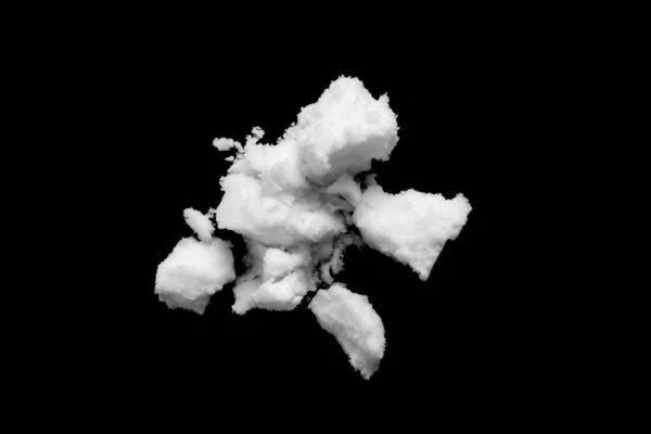 Weißer Schnee Isoliert Auf Schwarzem Hintergrund Aus Nächster Nähe — Stockfoto