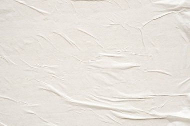 Beyaz boş buruşmuş ve buruşmuş kağıt poster dokusu arka planı