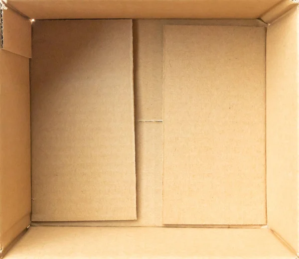 Abrir Caja Cartón Marrón Vacía Vista Superior Fondo — Foto de Stock