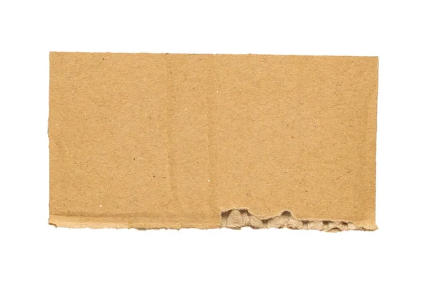 Kahverengi Karton Kağıt Parçası Beyaz Arkaplanda Izole — Stok fotoğraf