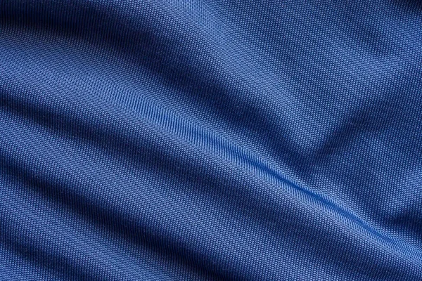 Modré Sportovní Oblečení Tkaniny Fotbalové Tričko Textura Dresu — Stock fotografie
