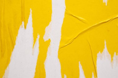 Eski grunge yırtık sarı kağıt poster yüzey dokusu arka planı