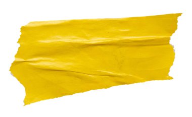 Beyaz arkaplanda izole edilmiş sarı kağıt parçası