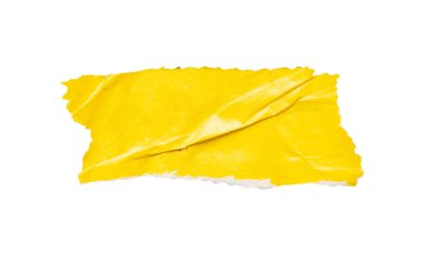 Beyaz arkaplanda izole edilmiş sarı kağıt parçası