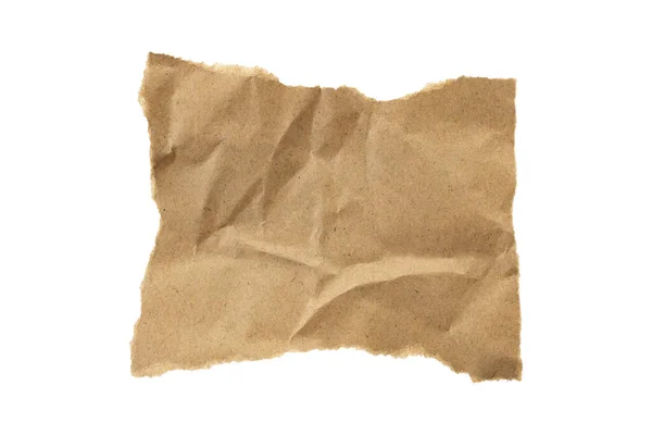 Pezzo Carta Marrone Cartone Isolato Sfondo Bianco — Foto Stock