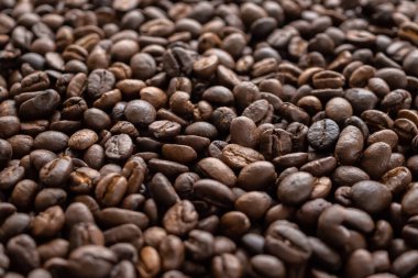 Fresh roasted brown coffee beans background