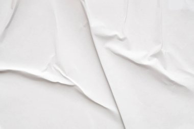 Beyaz boş buruşmuş ve buruşmuş kağıt poster dokusu arka planı