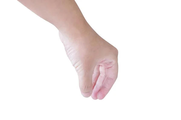 Człowiek Ręka Gest Trzymając Coś Izolowane Białym Tle — Zdjęcie stockowe