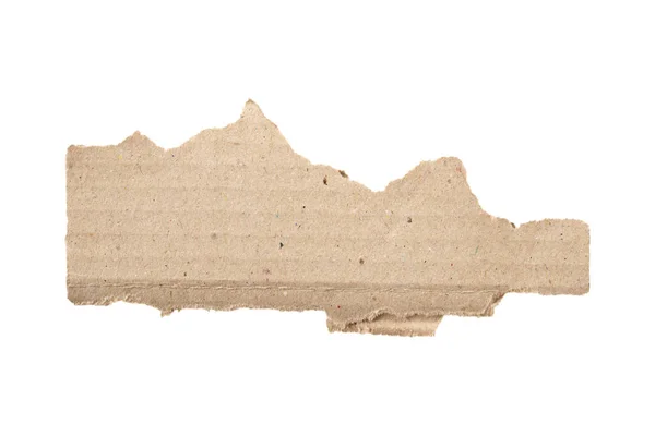 Brązowy Kartonowy Kawałek Papieru Izolowany Białym Tle — Zdjęcie stockowe