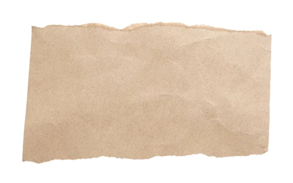 Шматок Коричневого Паперу Сльози Ізольовані Білому Фоні — стокове фото