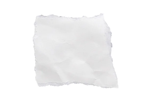 Stuk Wit Papier Scheur Geïsoleerd Witte Achtergrond — Stockfoto