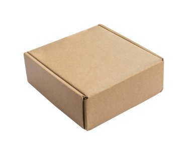 Mockup brown cardboard box isolated on white background clipart