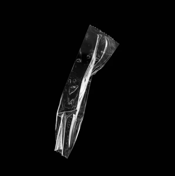 Kunststoffklebeband Isoliert Auf Schwarzem Hintergrund — Stockfoto