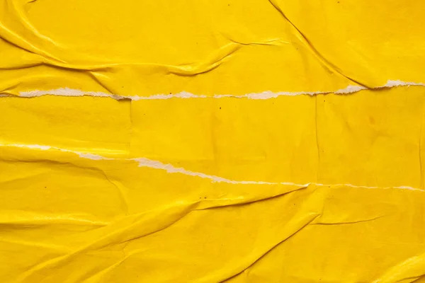 古いグランジが裂けた黄色の紙のポスター表面の質感の背景 — ストック写真