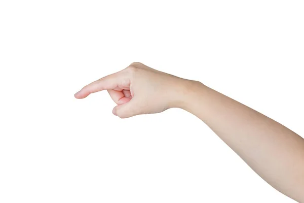 Ręka Dotyka Lub Wskazując Coś Białym Tle — Zdjęcie stockowe