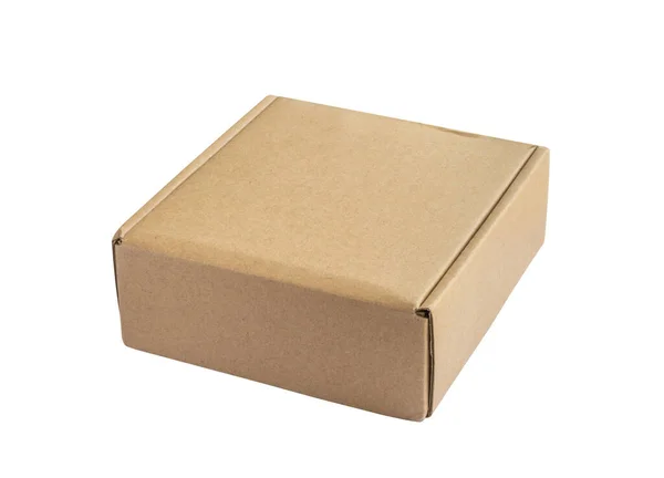 Mockup Brown Cardboard Box Isolated White Background — Stock Photo, Image
