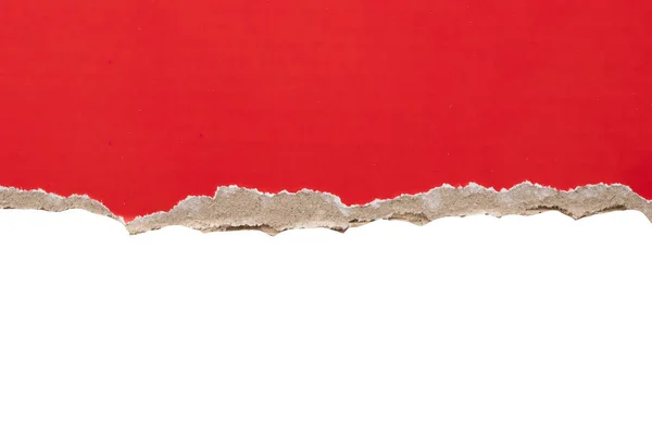 Červený Roztržený Papír Roztržené Okraje Pruhy Izolované Bílém Pozadí — Stock fotografie