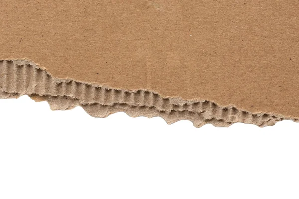 Braune Pappe Zerrissenes Papier Zerrissene Kanten Streifen Isoliert Auf Weißem — Stockfoto