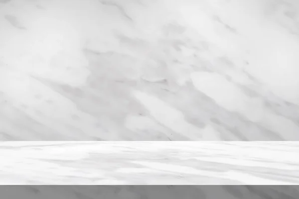 Белая Мраморная Столешница Естественным Фоном Стены Текстуры Шаблона Отображения Продукта — стоковое фото