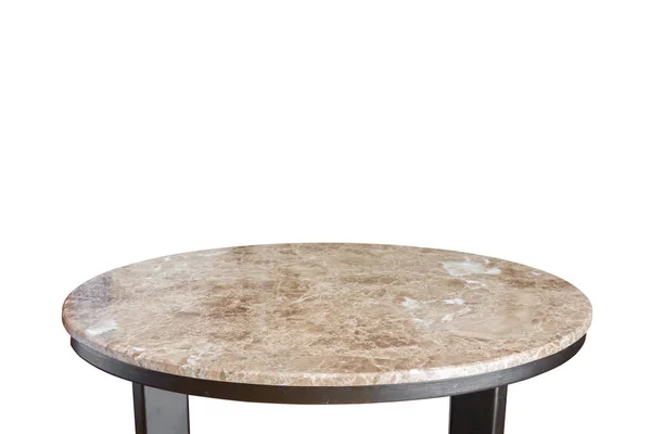 白色背景上隔离的大理石石桌顶部 用于产品展示 — 图库照片