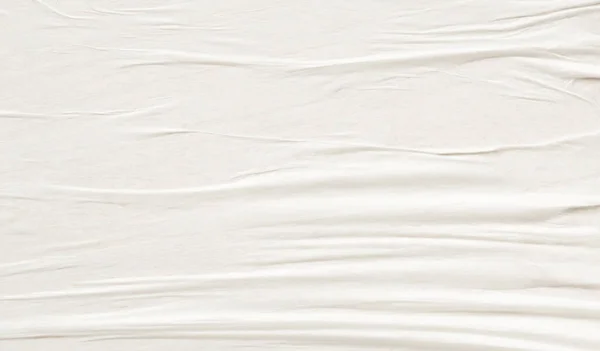 Fehér Üres Gyűrött Gyűrött Papír Poszter Textúra Háttér — Stock Fotó