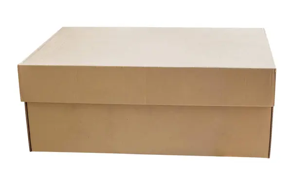 Mockup Scatola Cartone Marrone Isolato Sfondo Bianco — Foto Stock