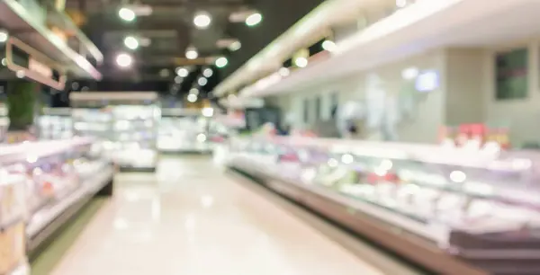 Alejka Supermarketów Półki Zamazane Tło — Zdjęcie stockowe