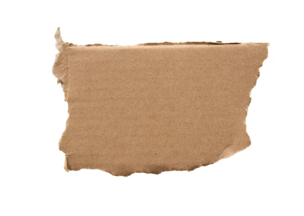 Brown Cardboard Paper Piece Isolated White Background — Stok fotoğraf