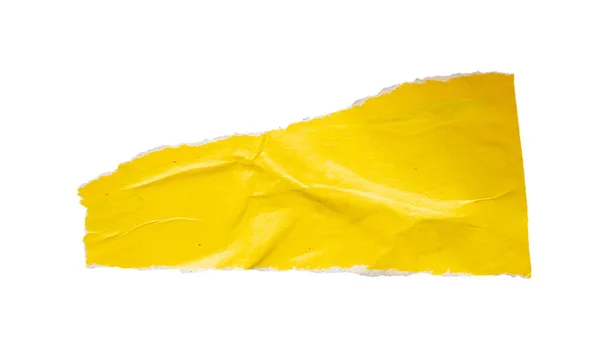 Pedaço Papel Amarelo Rasgo Isolado Fundo Branco — Fotografia de Stock