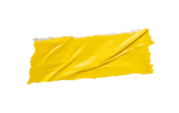 Kawałek Żółtego Papieru Oderwać Białym Tle — Zdjęcie stockowe