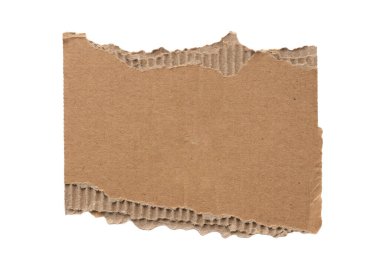 Kahverengi karton kağıt parçası beyaz arkaplanda izole