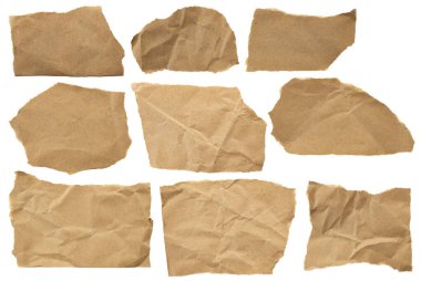 Kahverengi karton kağıt parçası beyaz arkaplanda izole