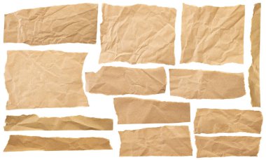 Kahverengi karton kağıt parçası beyaz arkaplanda izole