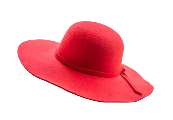 Sombrero Verano Rojo Mujer Aislado Sobre Fondo Blanco —  Fotos de Stock