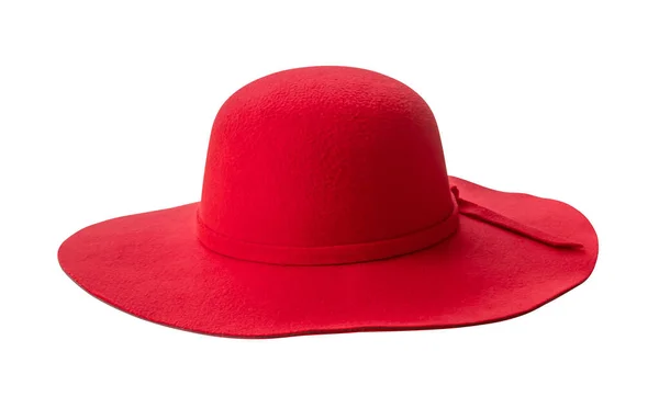 Beyaz Arka Planda Izole Edilmiş Kırmızı Yaz Şapkalı Kadın — Stok fotoğraf