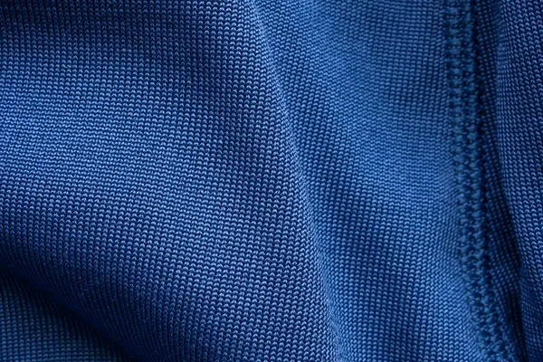 Baju Olahraga Biru Kemeja Sepak Bola Tekstur Jersey Dengan Jahitan — Stok Foto