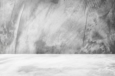 Boş gri beton zemin stüdyo odası arka planı