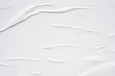 Beyaz boş buruşmuş ve buruşmuş kağıt poster dokusu arka planı