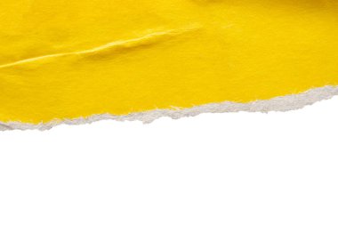 Sarı yırtık kağıt kenarları beyaz arkaplanda izole edilmiş şeritler