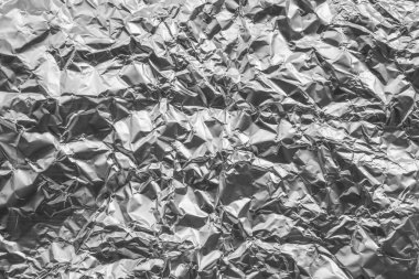 Parlak metal gri folyo buruşuk doku arka planı