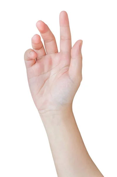 Mulher Mão Gesto Isolado Fundo Branco — Fotografia de Stock