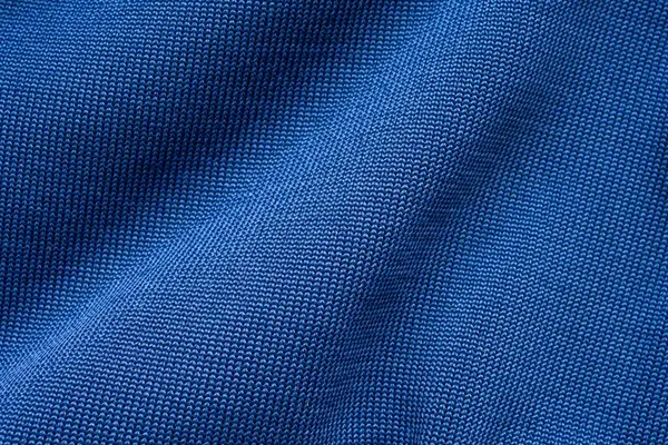 Modré Sportovní Oblečení Tkaniny Fotbalové Tričko Textura Dresu — Stock fotografie