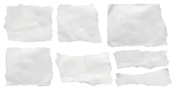Stück Weißes Papier Tränensatz Sammlung Isoliert Auf Weißem Hintergrund Stockbild